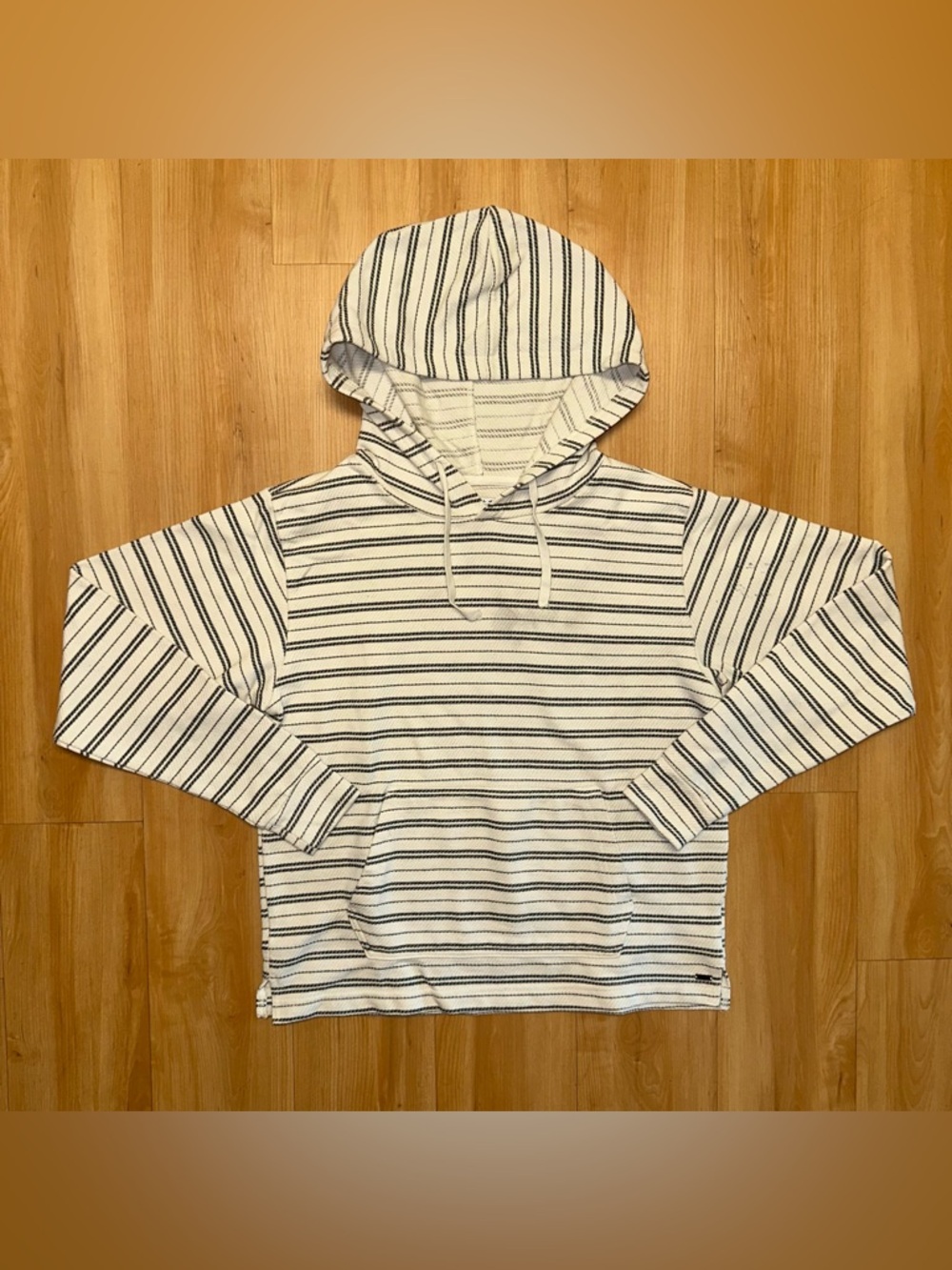 O'Neill Cream and Navy Striped Hooded Pullover